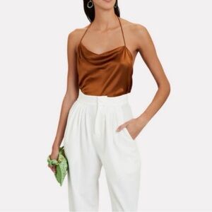 The Sei Silk Halter Top, Toffee Brown, size 2